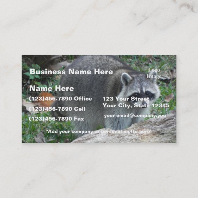 (Customize) Furry Raccoon Photo Business Card (Front)