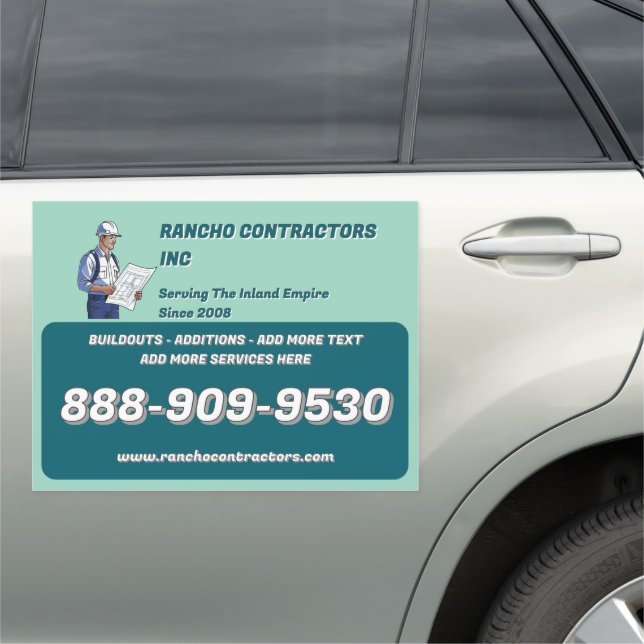 Customize General Contractor Jobsite Advertisement Car Magnet (In Situ)