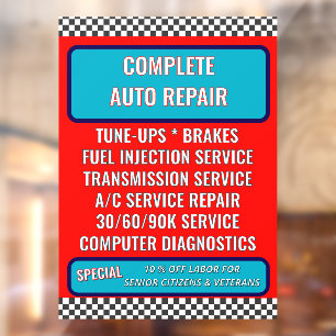 Customize Generic Auto Repair Shop Services Large Window Cling