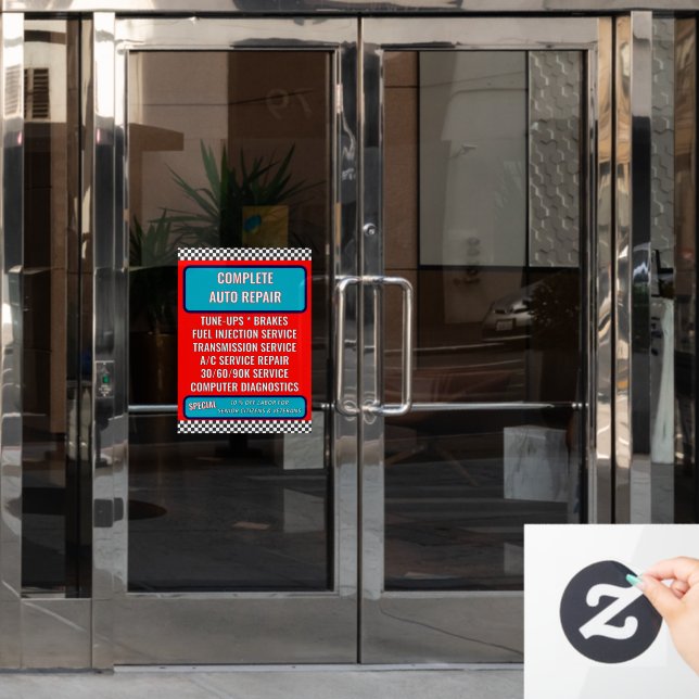 Customize Generic Auto Repair Shop Services Promo Window Cling (Office Door)