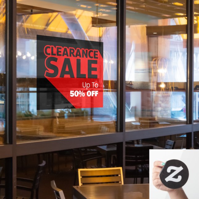 Customize Generic Clearance Sale Up To Percent Off Window Cling (Restaurant Window)