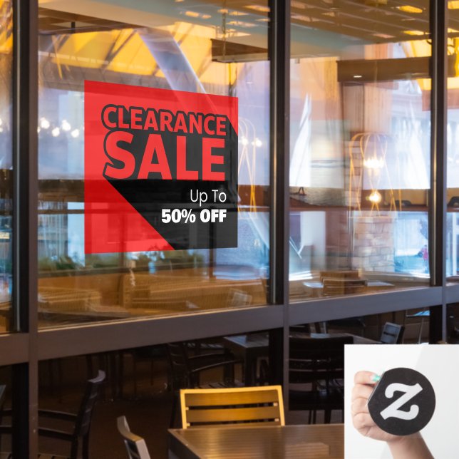 Customize Generic Clearance Sale Up To Percent Off Window Cling (Restaurant Window)