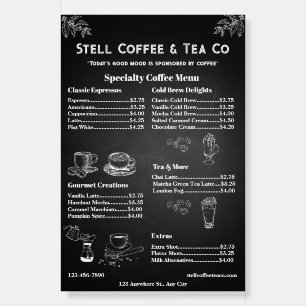 Customize Generic Coffee Menu Price Chalkboard  Foam Board