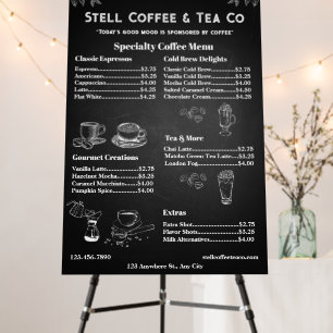 Customize Generic Coffee Menu Price Chalkboard  Foam Board