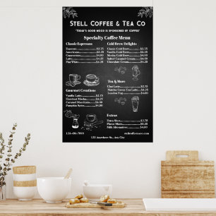 Customize Generic Coffee Menu Price Chalkboard  Poster