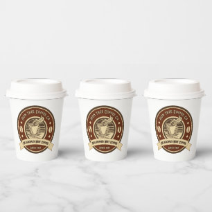 Customize Generic Coffee Shop Rustic Front Paper Cups
