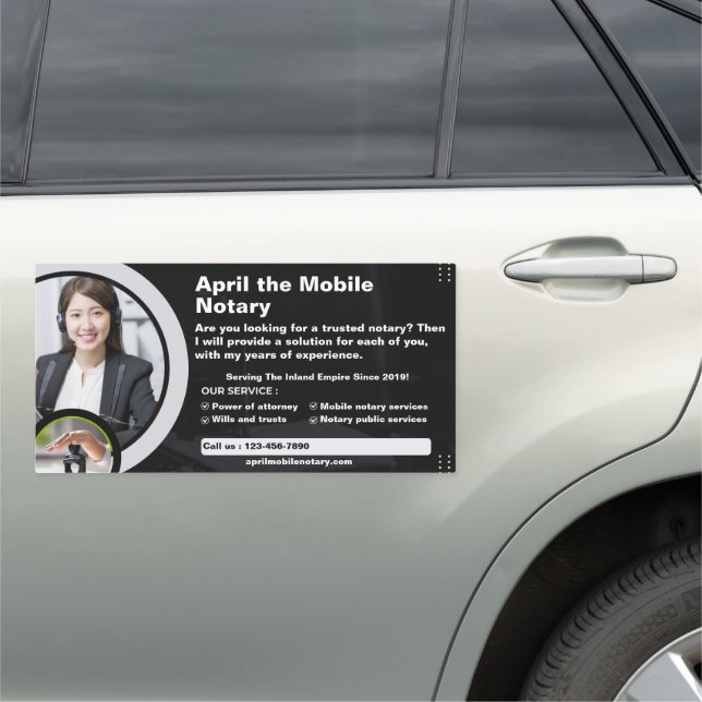 Customize Generic Notary Public With Photo Car Magnet (In Situ)