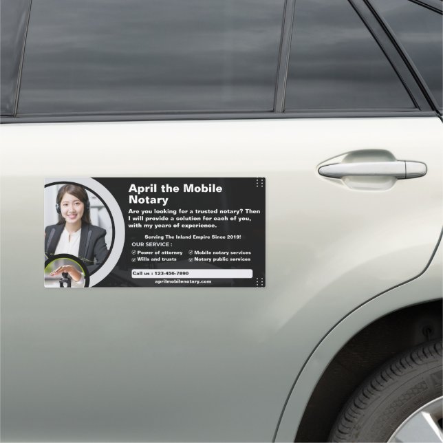 Customize Generic Notary Public With Photo Car Magnet (In Situ)