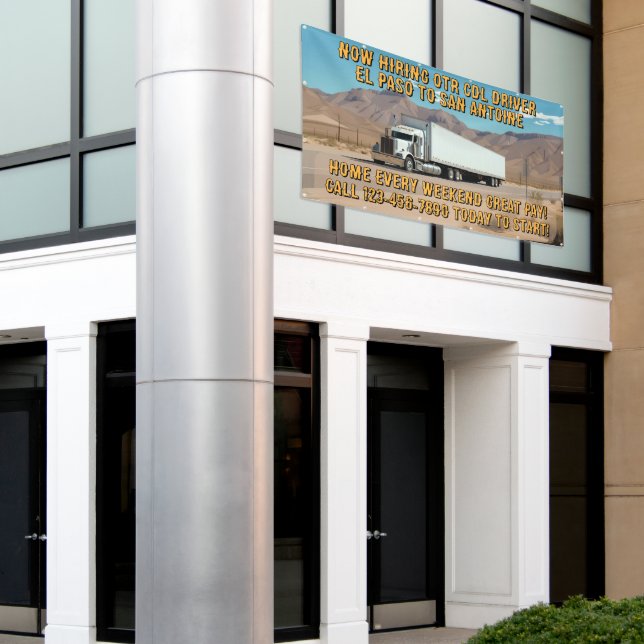 Customize Generic Now Hiring OTR CDL Driver Banner (Outside Building)