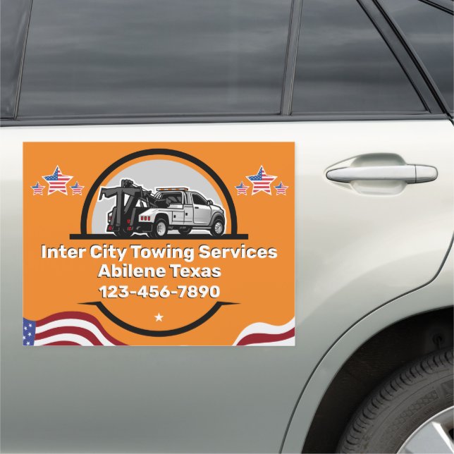 Customize Generic Tow Truck Business Patriot  Car Magnet (In Situ)