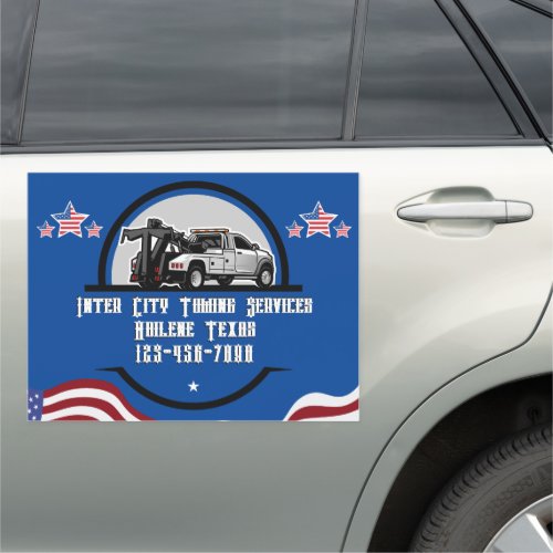 Customize Generic Tow Truck Business Patriot  Car Magnet