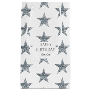Customize Gift Bags - Silver Glitter Stars
