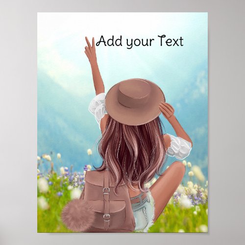 Customize Girl with backpack travel Vacation Poster