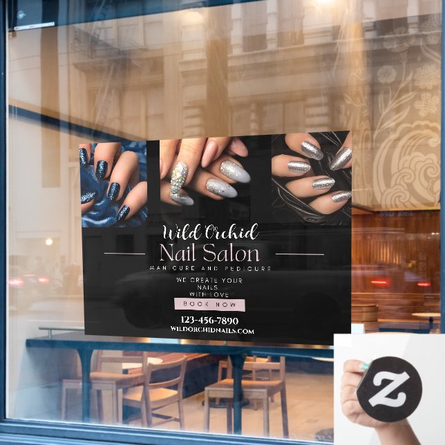 Customize Glitter Nails Nail Salon Shop Window Cling (Cafe Window)