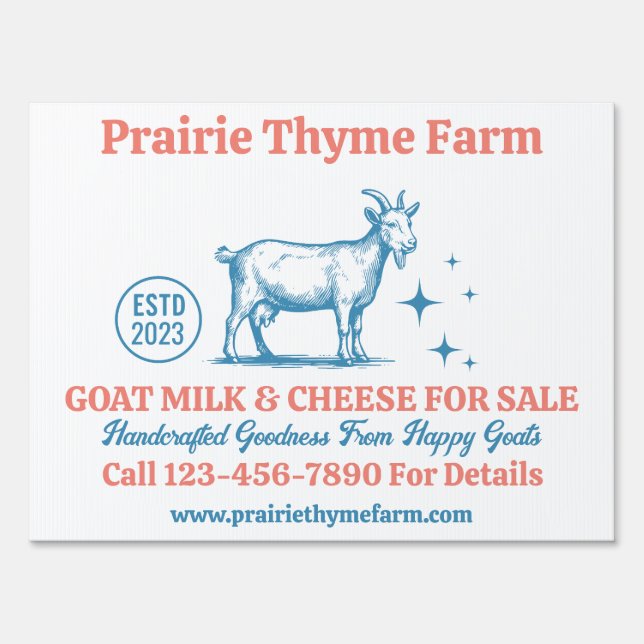 Customize Goat Farm Milk Cheese For Sale   Sign (Front)