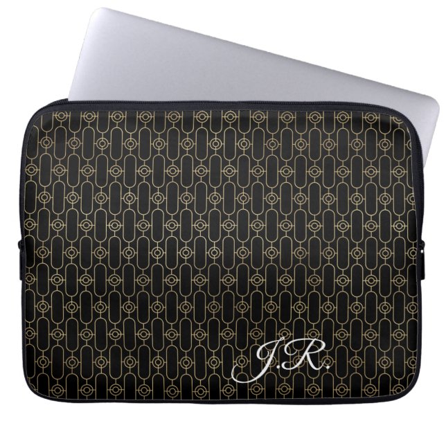 Customize Gold And Black Art Deco Laptop Sleeve (Front)