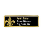 Customize, Gold Border Fleur-de-lis address label