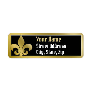Customize, Gold Border Fleur-de-lis address label