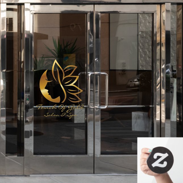 Customize Gold Hair Salon and Spa Business Front   Window Cling (Office Door)