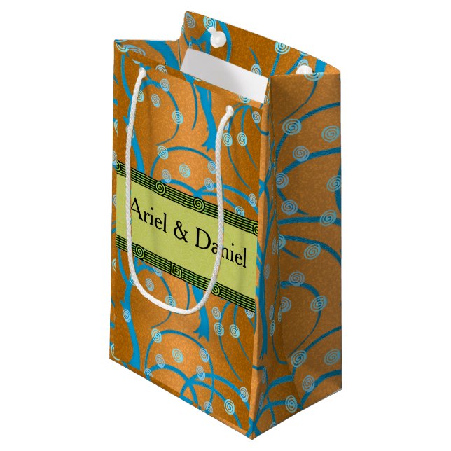 Customize Gold Jasmine Flapper Style Small Gift Bag (Front Angled)