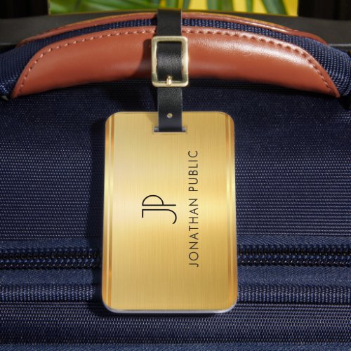 Customize Gold Look Modern Elegant Monogrammed Luggage Tag