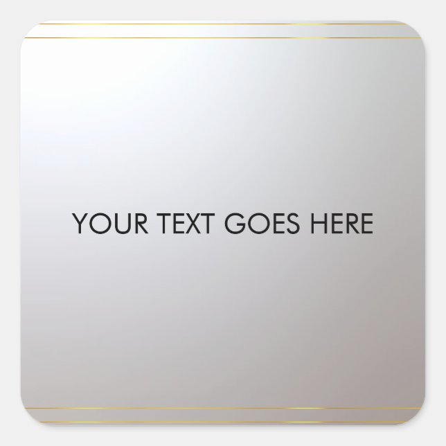 Customize Gold Silver Add Your Text Here Top Square Sticker (Front)