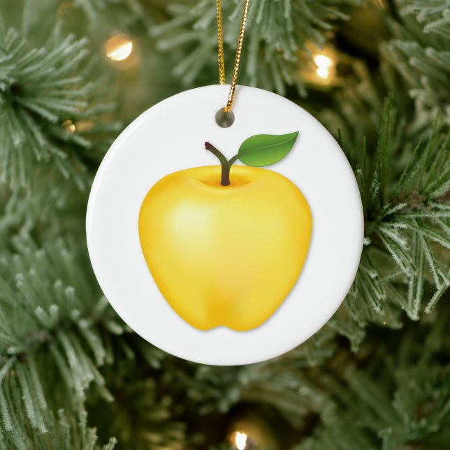 Customize Golden Delicious Apple Ceramic Ornament (Tree)