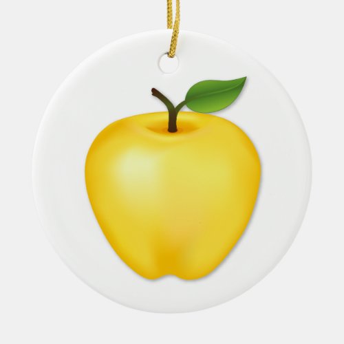 Customize Golden Delicious Apple Ceramic Ornament