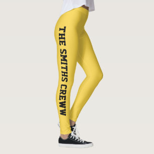 Customize Golden Lemon Black Classy Family Reunion Leggings