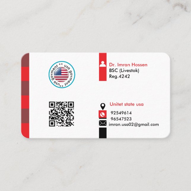 Customize govment business card (Front)