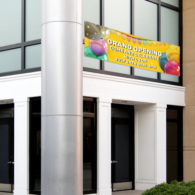 Customize Grand Opening  Balloons Bunting Business Banner (Outside Building)