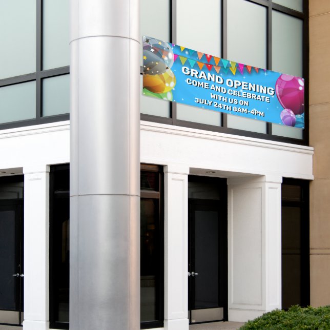 Customize Grand Opening  Balloons Bunting Business Banner (Outside Building)