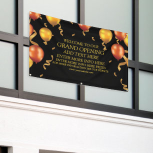 Customize Grand Opening Gold Balloons Ribbons Shop Banner