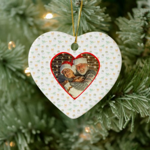Customize Grand Parents Christmas Angels Heart  Ceramic Ornament
