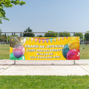 Customize Grand Re-Opening  Balloons Bunting Shop Banner