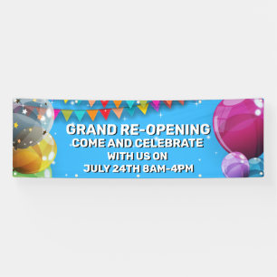 Customize Grand Re-Opening  Balloons Bunting Store Banner