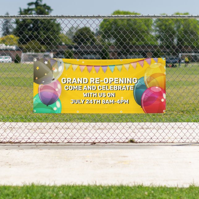 Customize Grand Re-Opening  Balloons Bunting Store Banner (Insitu)