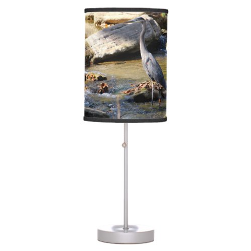 Customize Great Blue Heron standing in creek photo Table Lamp