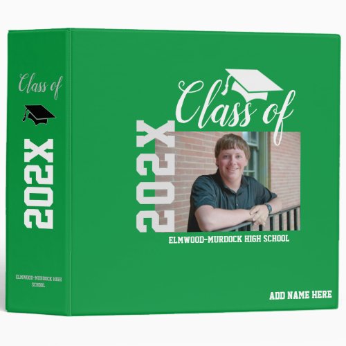 Customize Green Add Photo Album Senior Class 2021 3 Ring Binder
