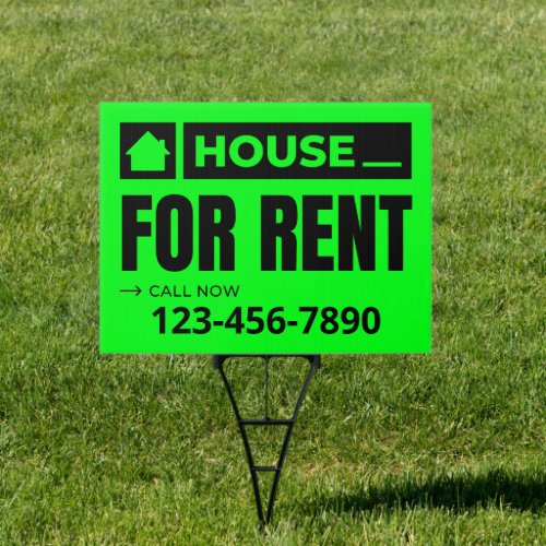 Customize Green Black House For Rent Real Estate  Sign