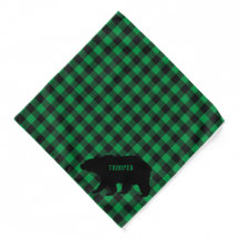 Customize Green Buffalo Plaid Black Bear Dog