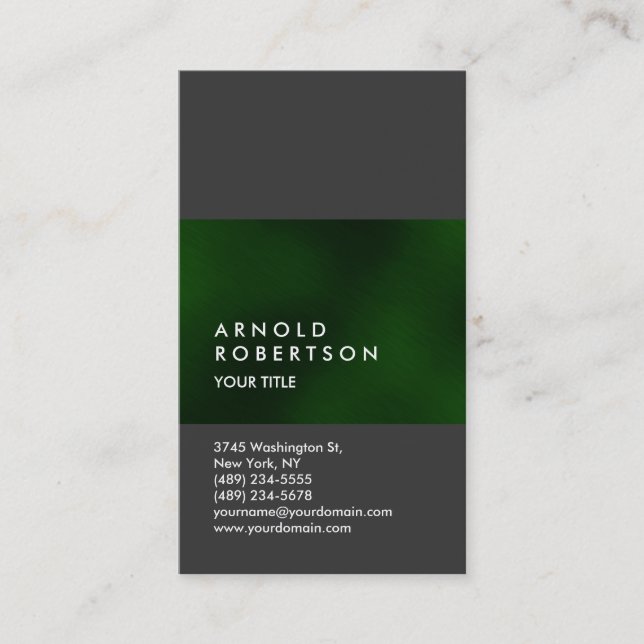 Customize Green Gray Professional Business Card (Front)