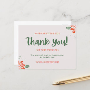 Customize Green Happy New Year Thank You Customer  Postcard