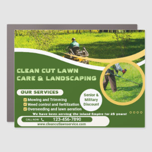 Customize Green Yellow Lawn Care Business Truck Car Magnet