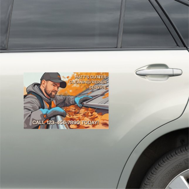 Customize Gutter Cleaning Repair Service Car Magnet (In Situ)