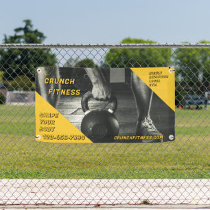 Customize Gym Workout Yellow Black Weight Image Banner