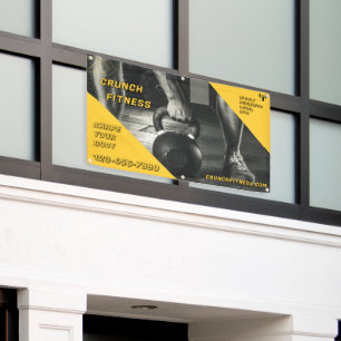 Customize Gym Workout Yellow Black Weight Image Banner