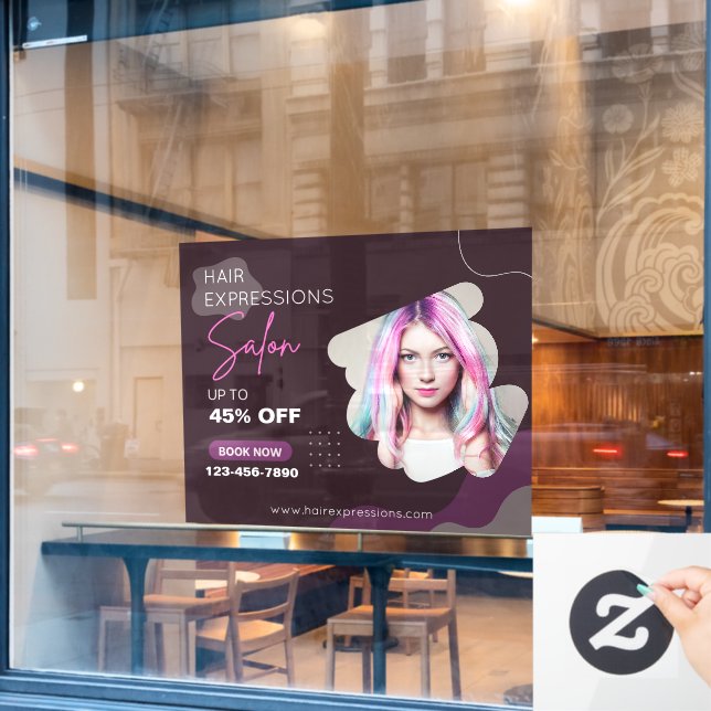 Customize Hair Coloring Highlights Beauty Salon Window Cling (Cafe Window)