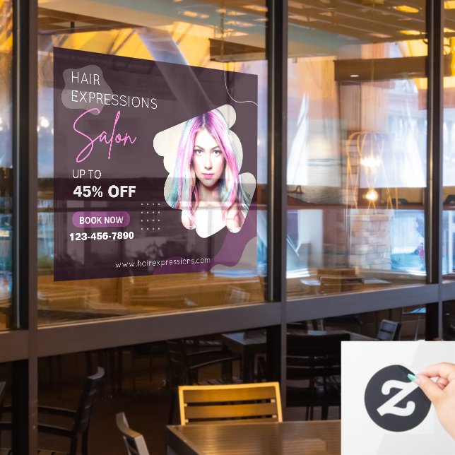 Customize Hair Coloring Highlights Beauty Salon Window Cling (Restaurant Window)