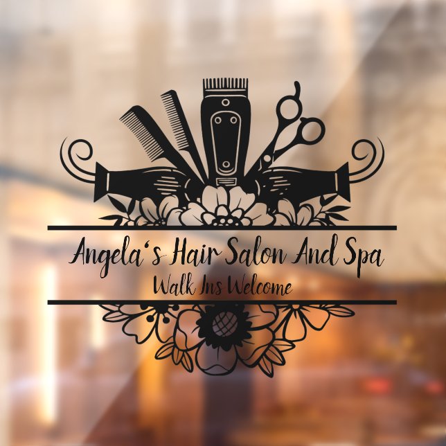 Customize Hair Salon And Spa Black  Window Cling (Sheet 2)